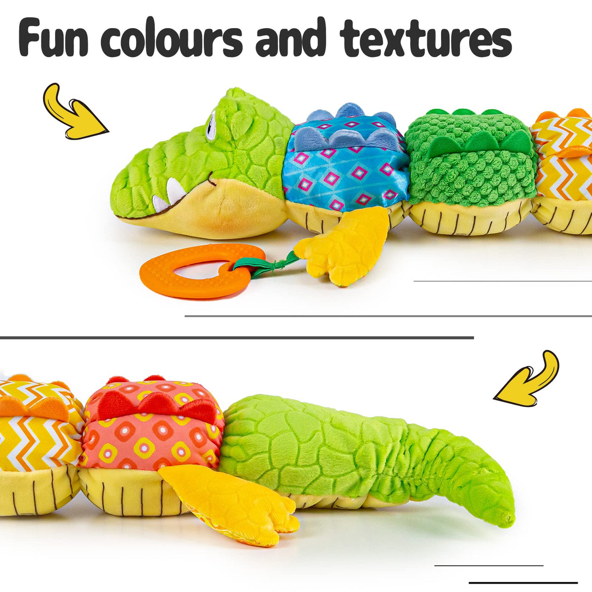 The Cuddle Croc, Musical Stuffed Infant Activity Toy with Teether, Rattle & Crinkles