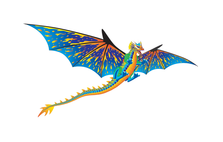 76 Inch (6 Foot) Wingspan 3-D Nylon Blue Dragon Kite