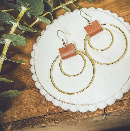 Beautiful Leather Hoop Earrings- Gold or Silver