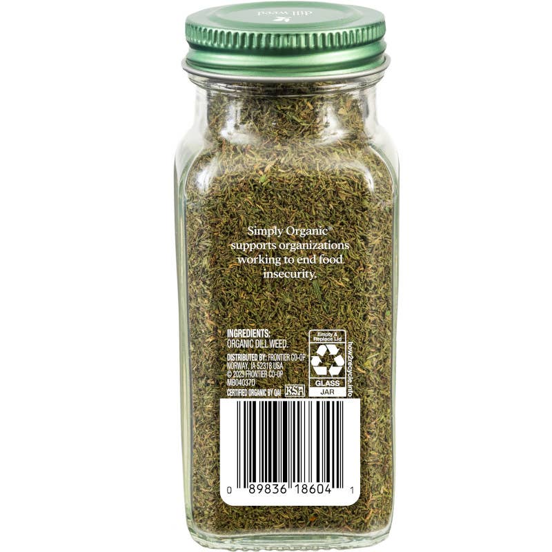 Pure Dried Dill Weed, Certified Organic, Kosher, 0.81 Oz