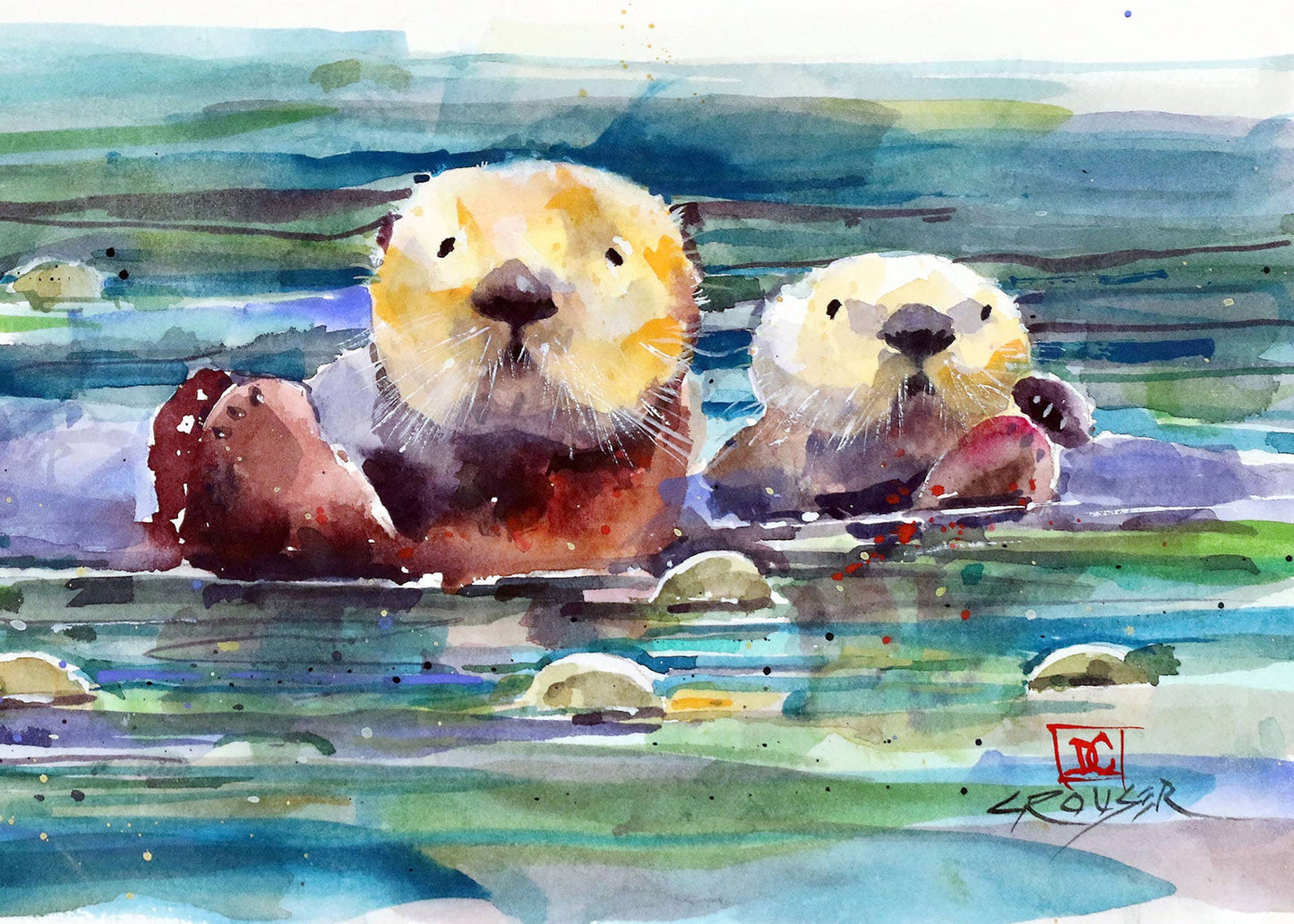 5 x 7" Greeting Card  'OTTER PAIR'