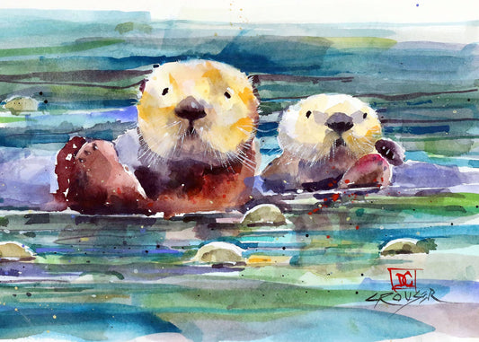 5 x 7" Greeting Card  'OTTER PAIR'