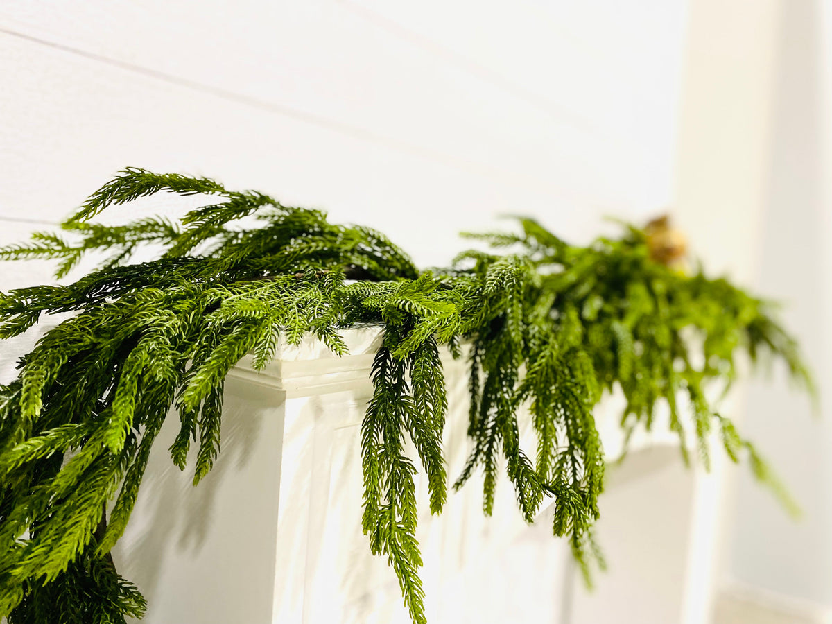 Artificial 6' Norfolk Pine Garland, natural-look garland for seasonal home decorating