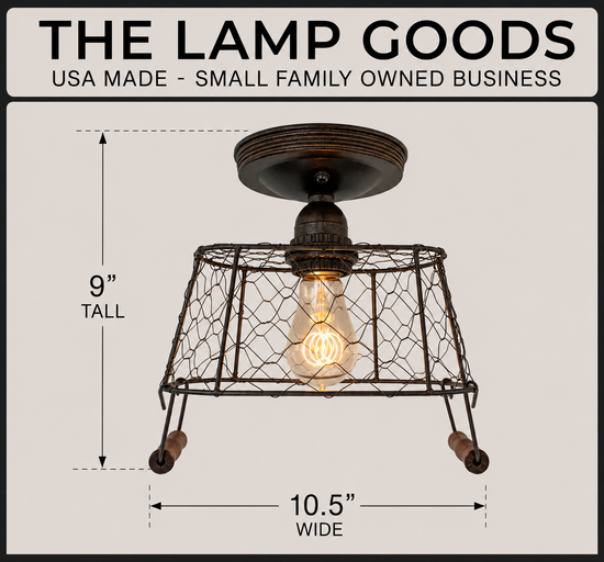 CHICKEN WIRE Farmhouse Ceiling Light - Rectangular