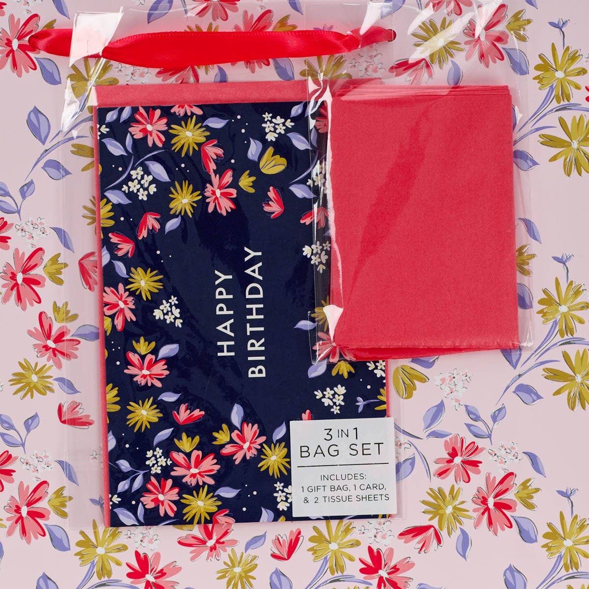 Gift Bag w/ Card LG Landscape Pink Happy Birthday