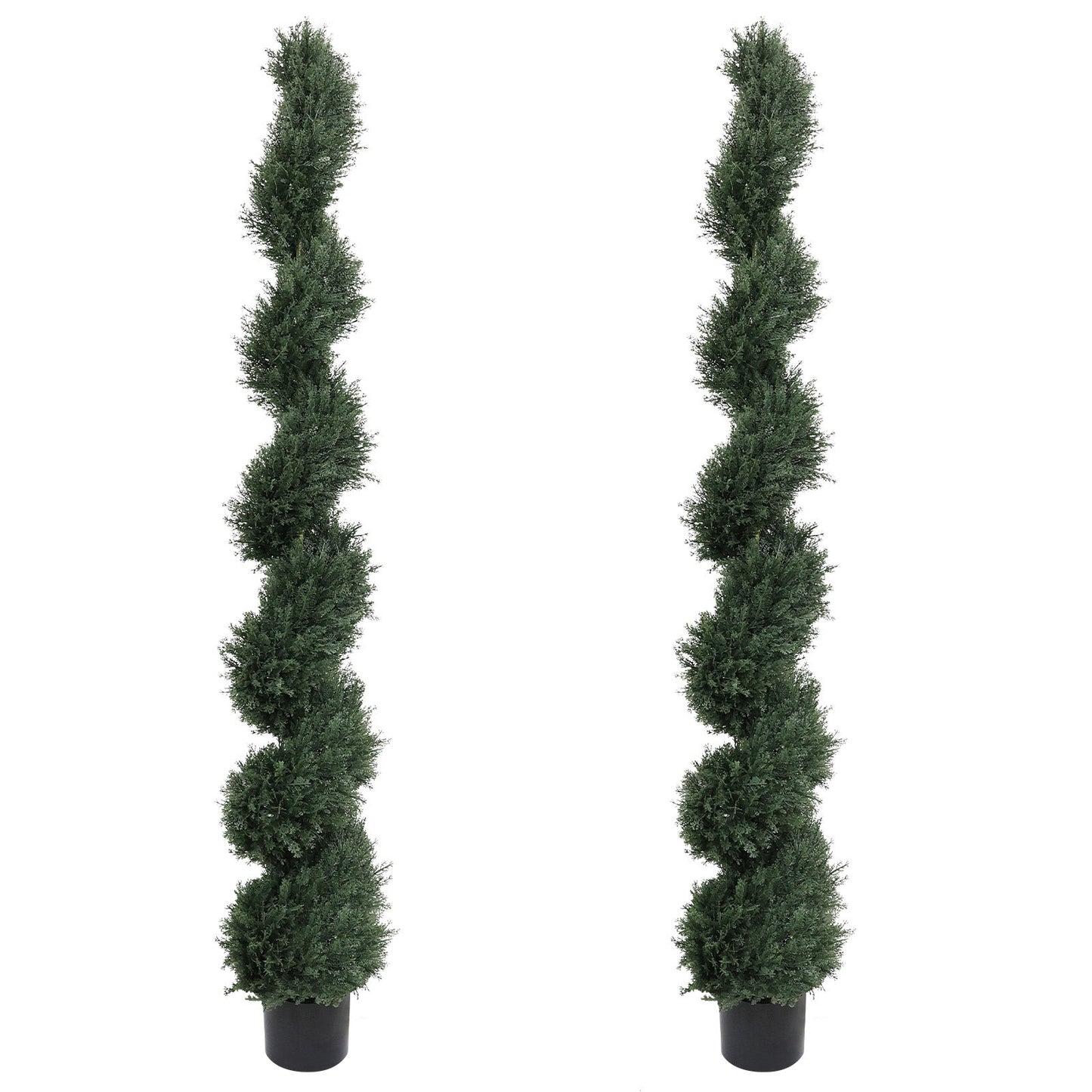 6ft Spiral-Shaped Potted Cedar Tree - 2pcs Artificial Evergreen Set