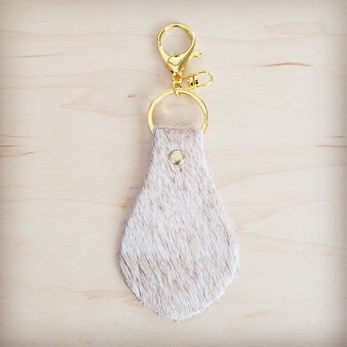 **Hair-on-Hide Leather Key Chain - Light Tan 703j