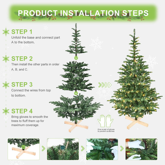 7ft Pre-Lit Christmas Tree with 400 Warm Lights