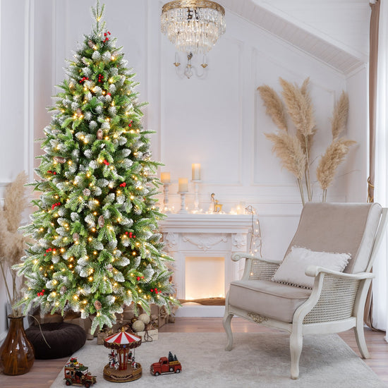 6ft Pre-Lit Artificial Christmas Tree with 380 Warm White LED Lights