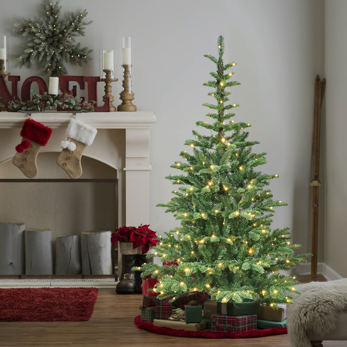 7ft Pre-Lit Christmas Tree with 400 Warm Lights