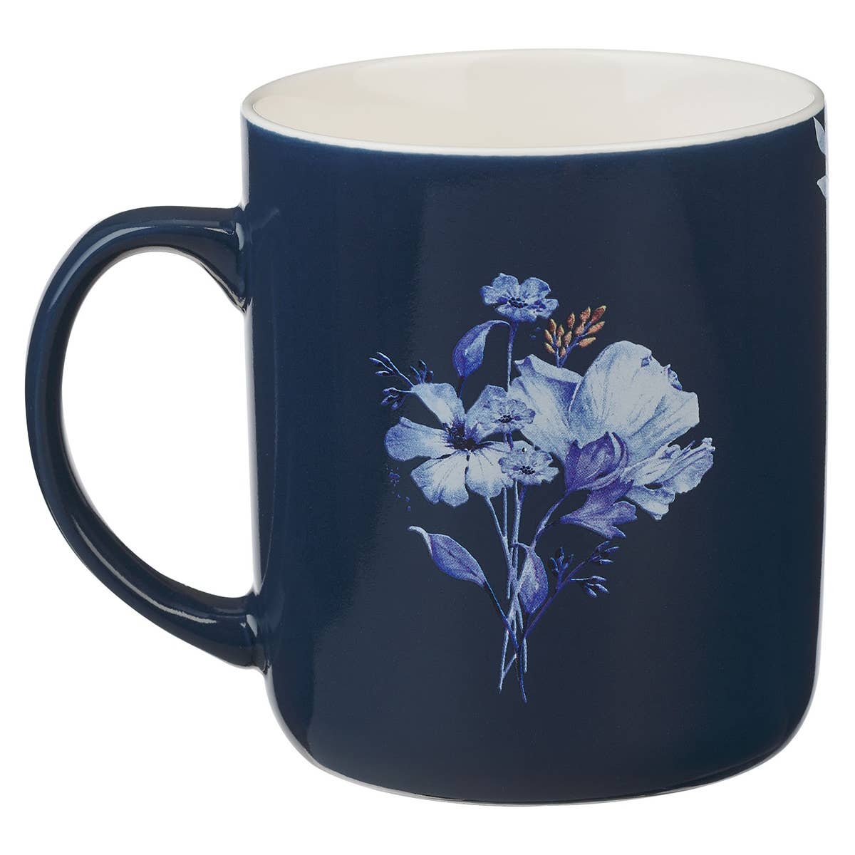 Mug Set 4pc Blue Floral Geometric