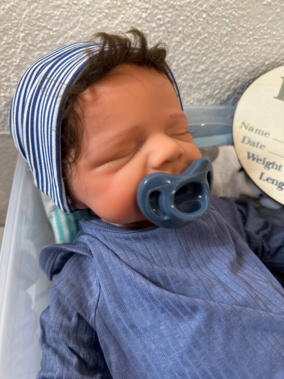 Hendrix 19” W/ NEWBORN CURLY HAIR, CUSTOM MADE Full Silicone Boy Tan Skin Tone open mouth TAT 5 days