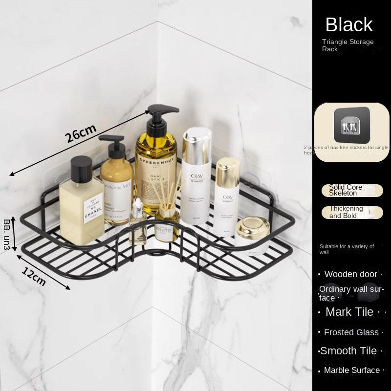 Bathroom Storage Rack Toilet Washroom Wall-Mounted Hole-Free Multi-Functional Iron Mesh Long Strip Organizer