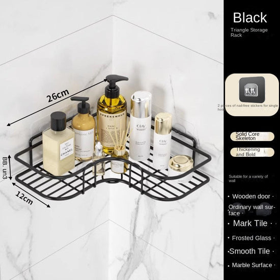 Bathroom Storage Rack Toilet Washroom Wall-Mounted Hole-Free Multi-Functional Iron Mesh Long Strip Organizer