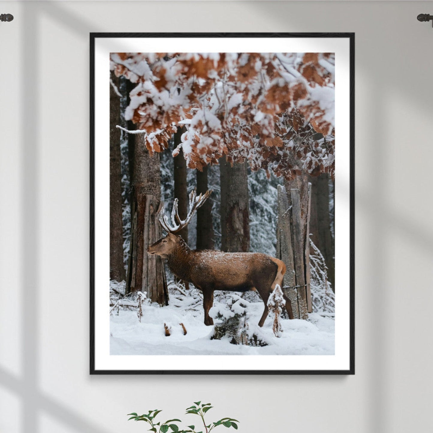 Winter Deer Landscape Wall Art Canvas Print – Serene Snowy