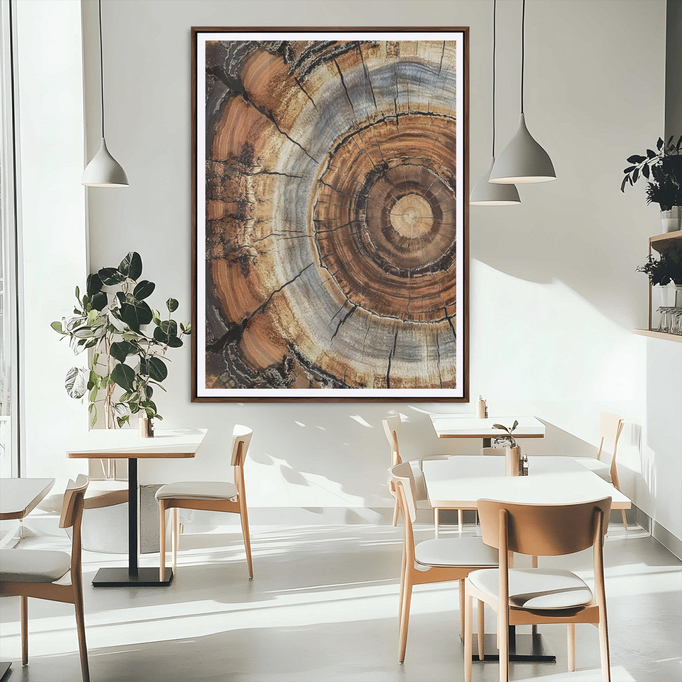 Tree Rings Wall Art Canvas Print – Rustic Wood Texture