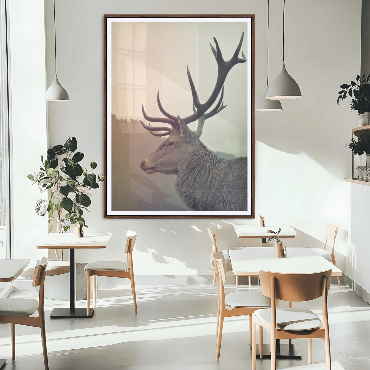 Deer Canvas Wall Art Print – Framed Woodland Animal Rustic