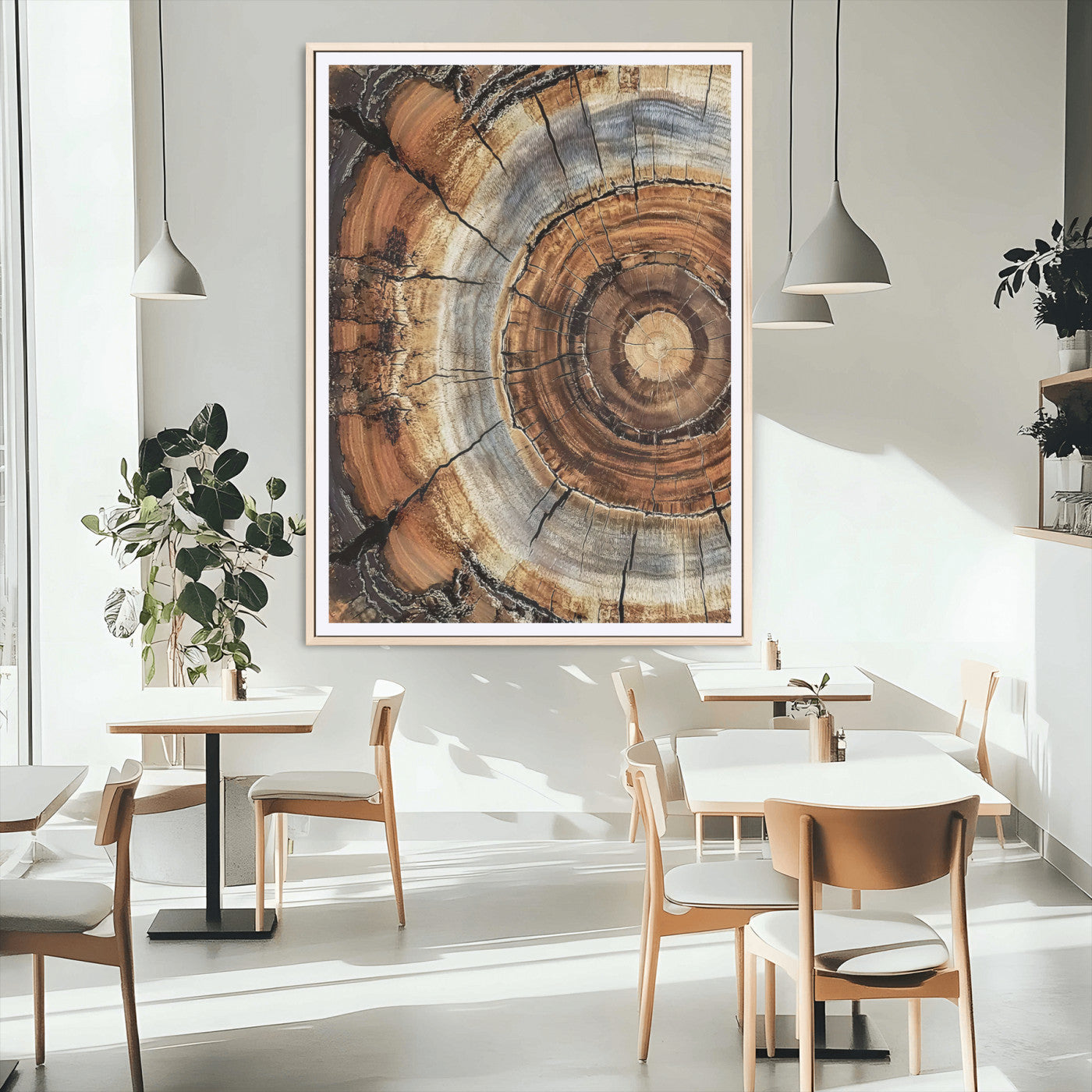Tree Rings Wall Art Canvas Print – Rustic Wood Texture
