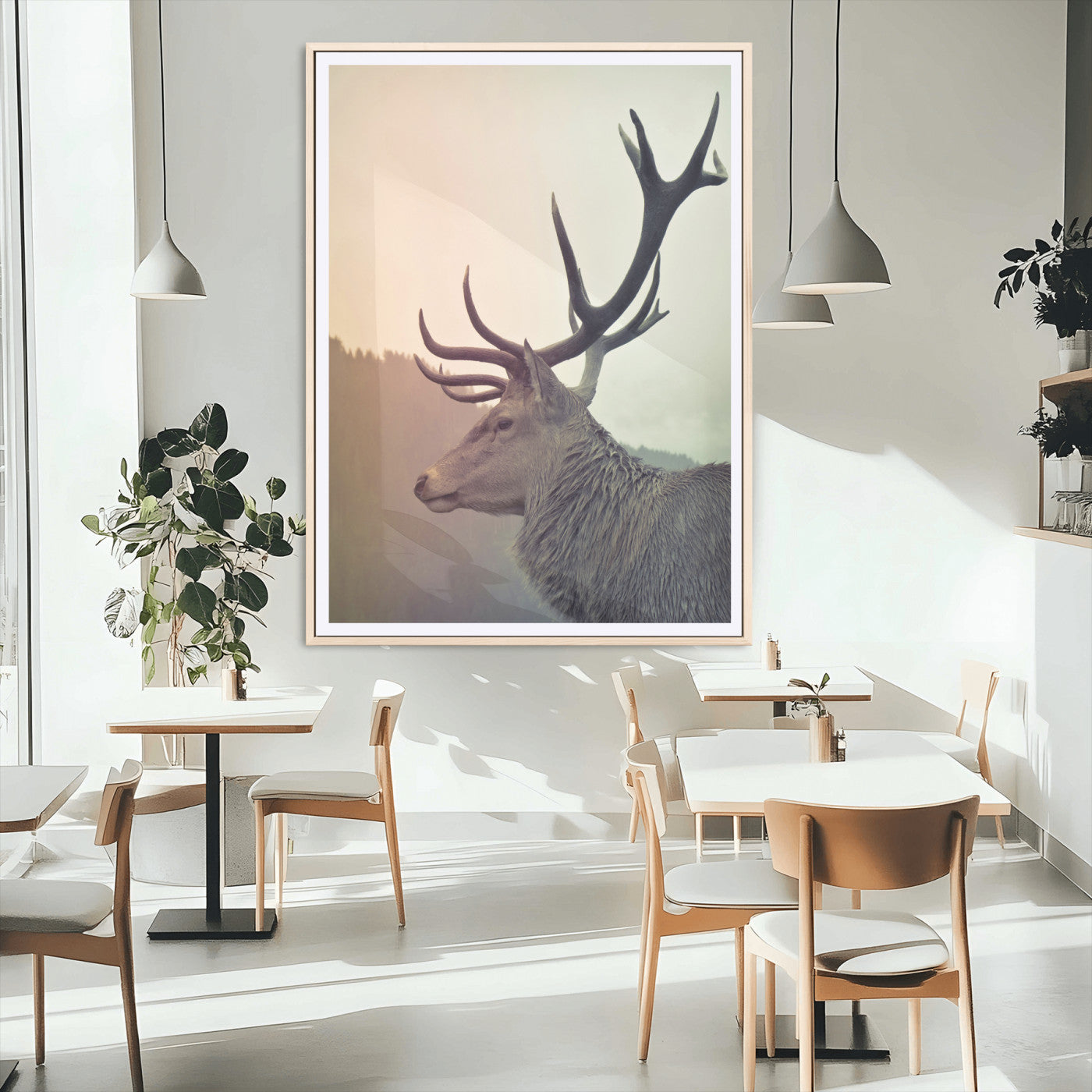 Deer Canvas Wall Art Print – Framed Woodland Animal Rustic