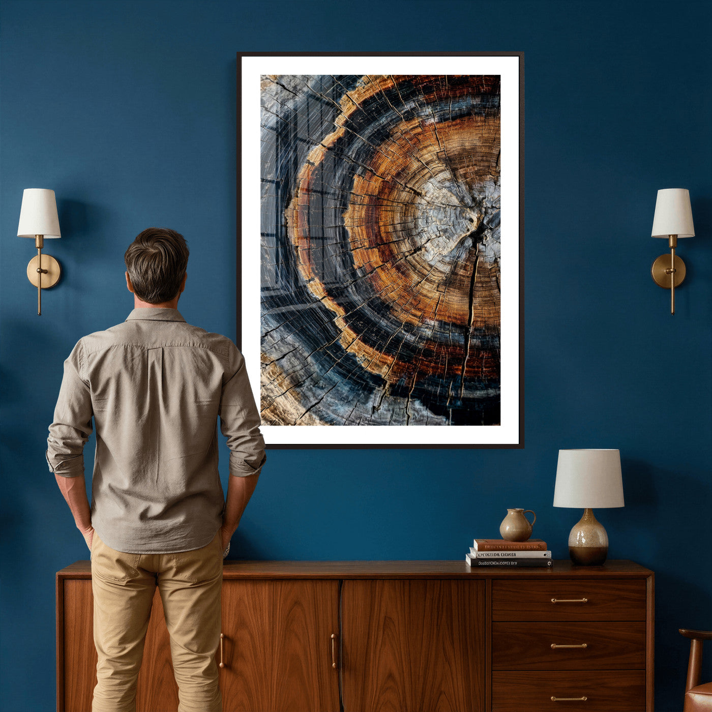 Abstract Wood Grain Canvas Print, Tree Ring Pattern Wall