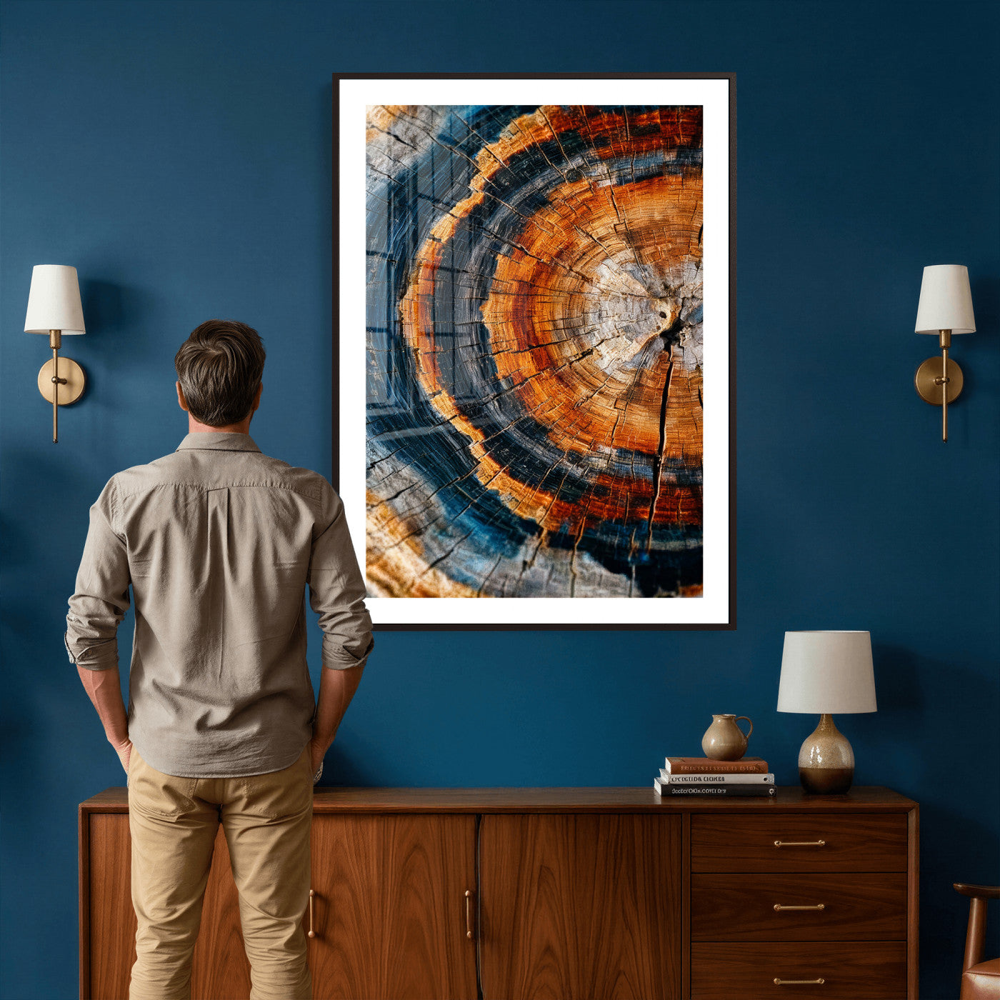 Abstract Wood Grain Canvas Print, Tree Ring Pattern Wall