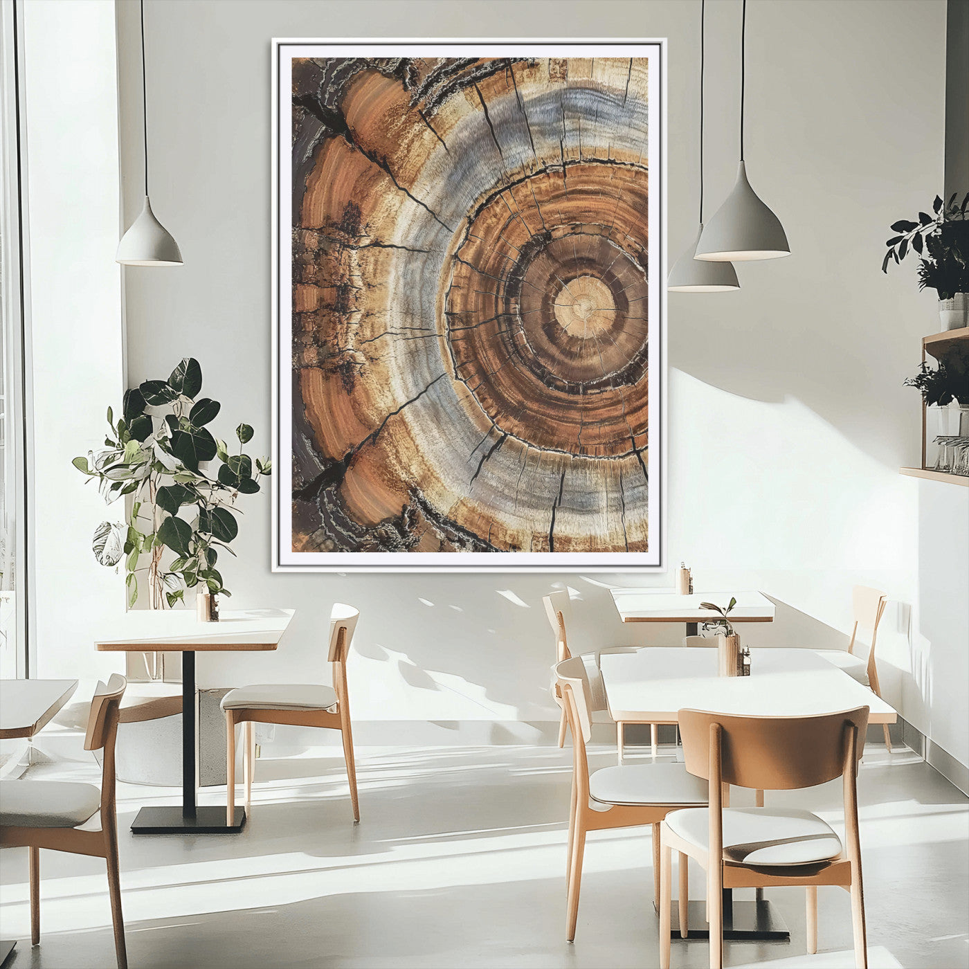 Tree Rings Wall Art Canvas Print – Rustic Wood Texture
