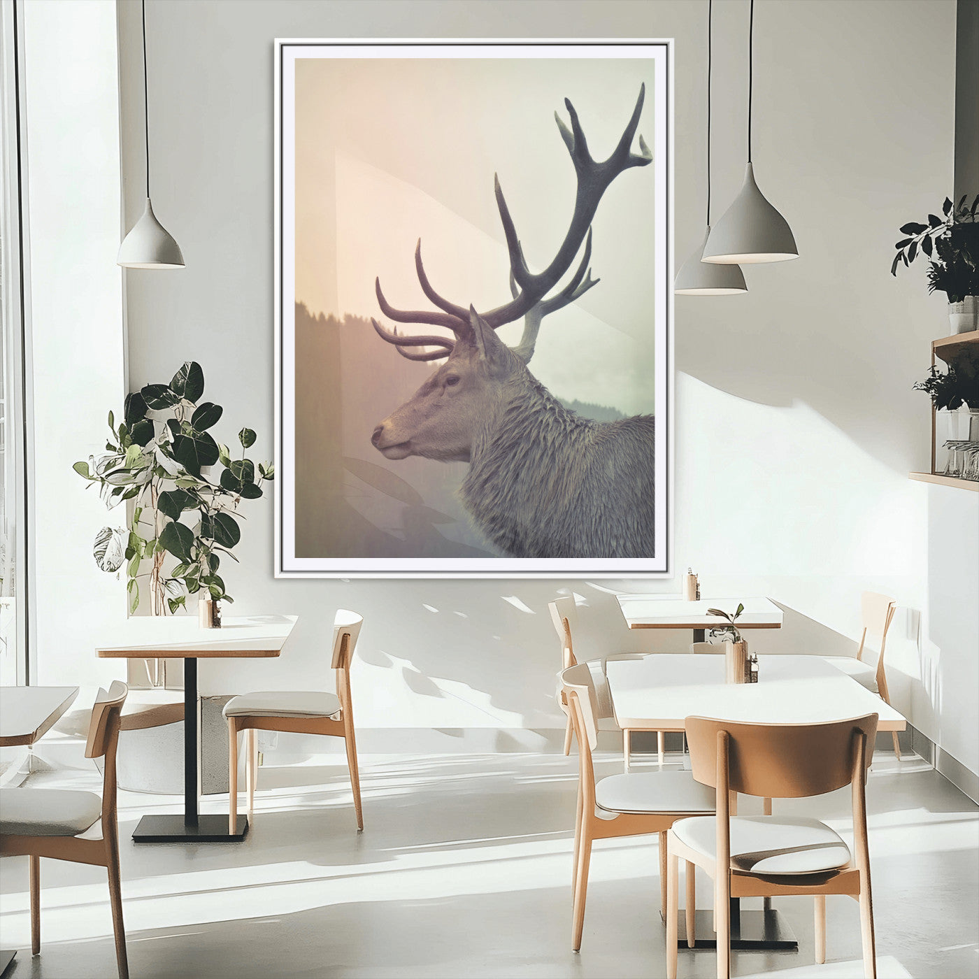 Deer Canvas Wall Art Print – Framed Woodland Animal Rustic