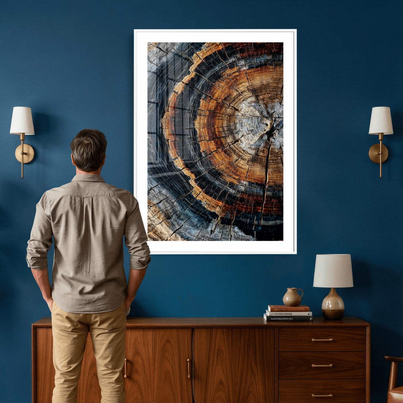 Abstract Wood Grain Canvas Print, Tree Ring Pattern Wall