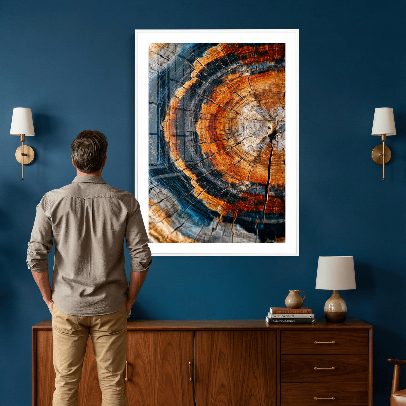 Abstract Wood Grain Canvas Print, Tree Ring Pattern Wall