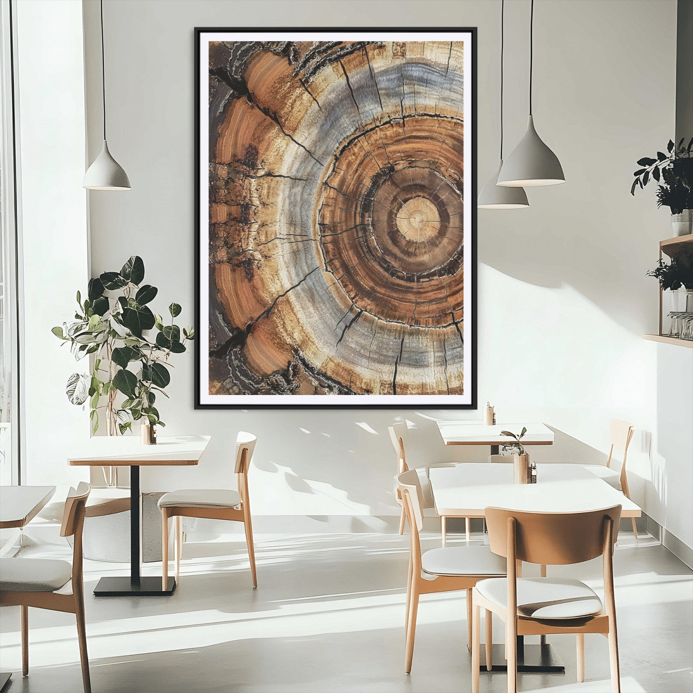 Tree Rings Wall Art Canvas Print – Rustic Wood Texture