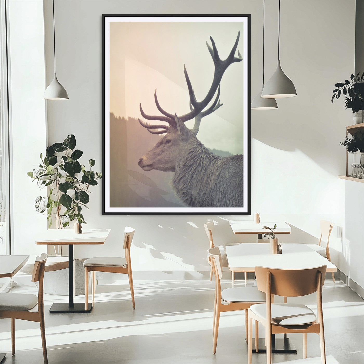 Deer Canvas Wall Art Print – Framed Woodland Animal Rustic