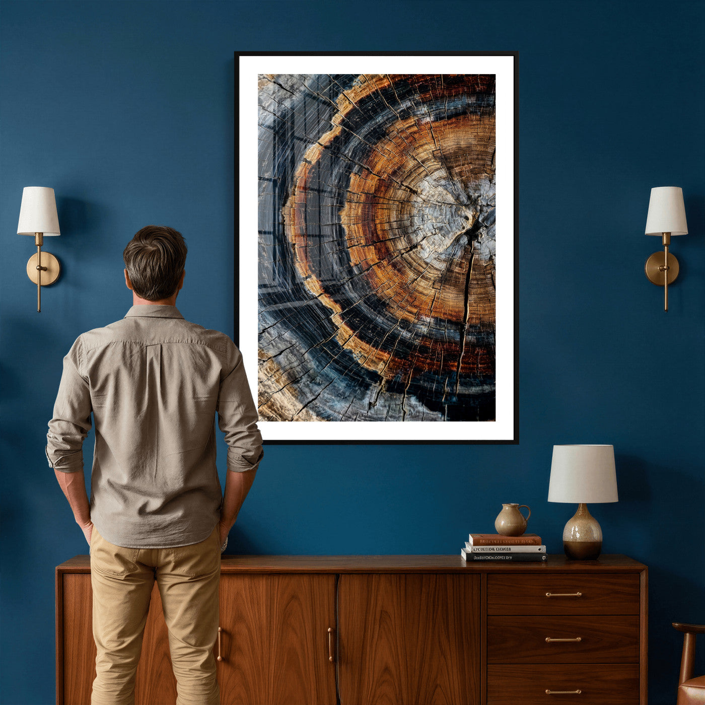 Abstract Wood Grain Canvas Print, Tree Ring Pattern Wall
