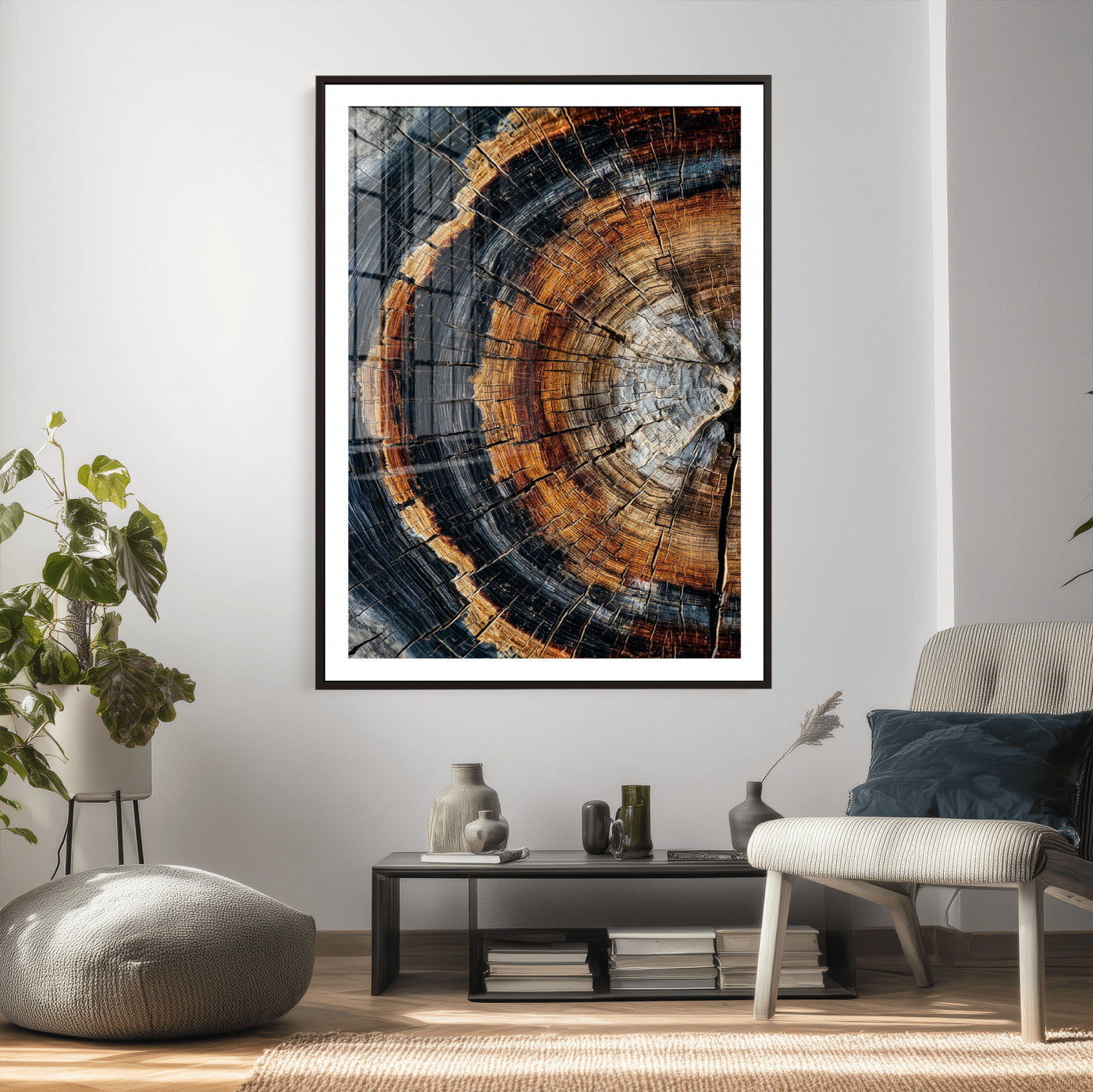 Abstract Wood Grain Canvas Print, Tree Ring Pattern Wall