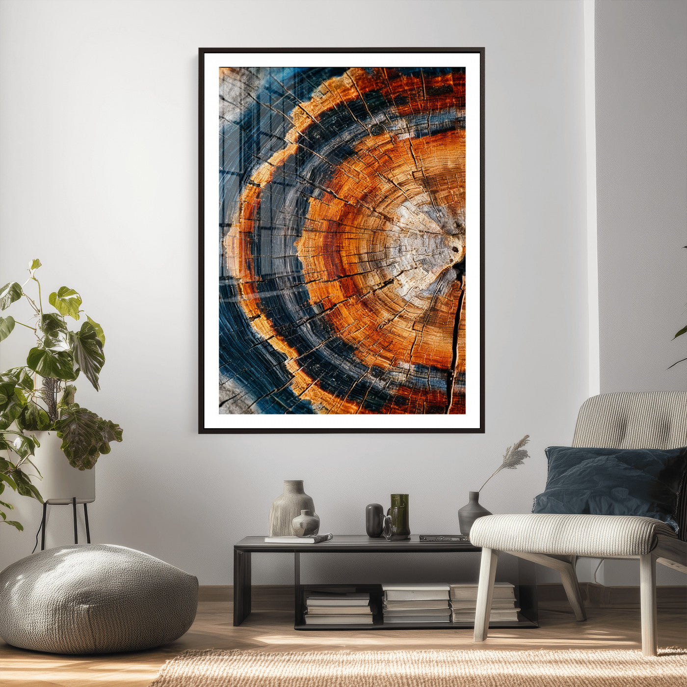Abstract Wood Grain Canvas Print, Tree Ring Pattern Wall