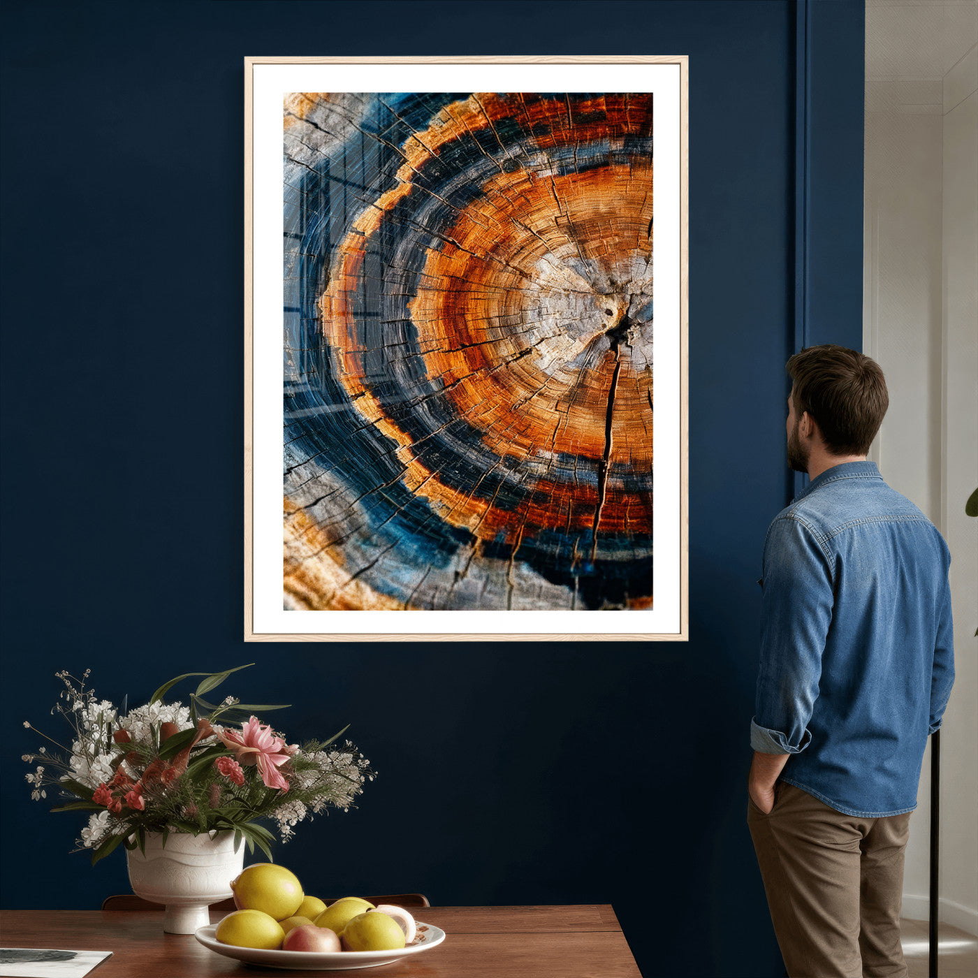 Abstract Wood Grain Canvas Print, Tree Ring Pattern Wall