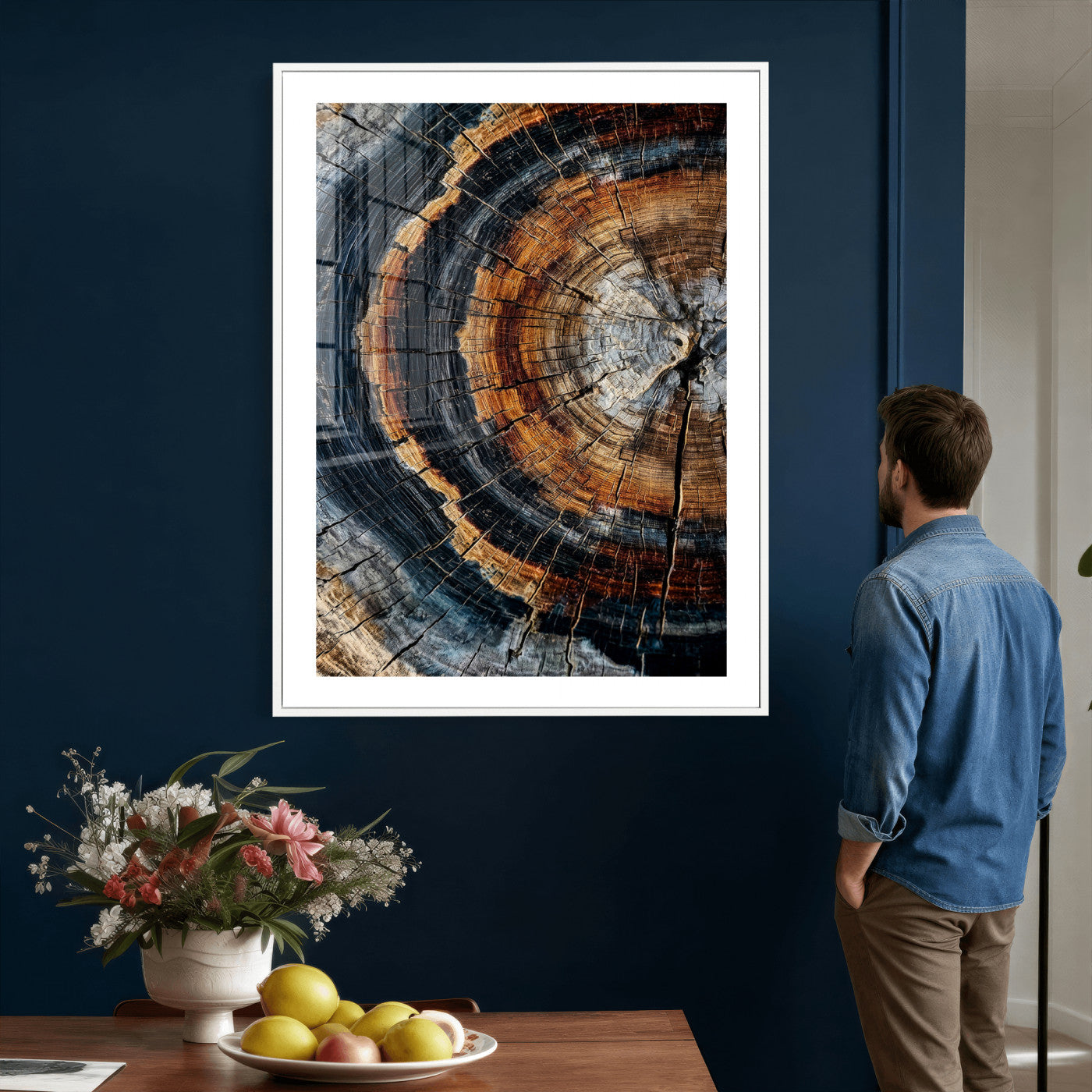 Abstract Wood Grain Canvas Print, Tree Ring Pattern Wall
