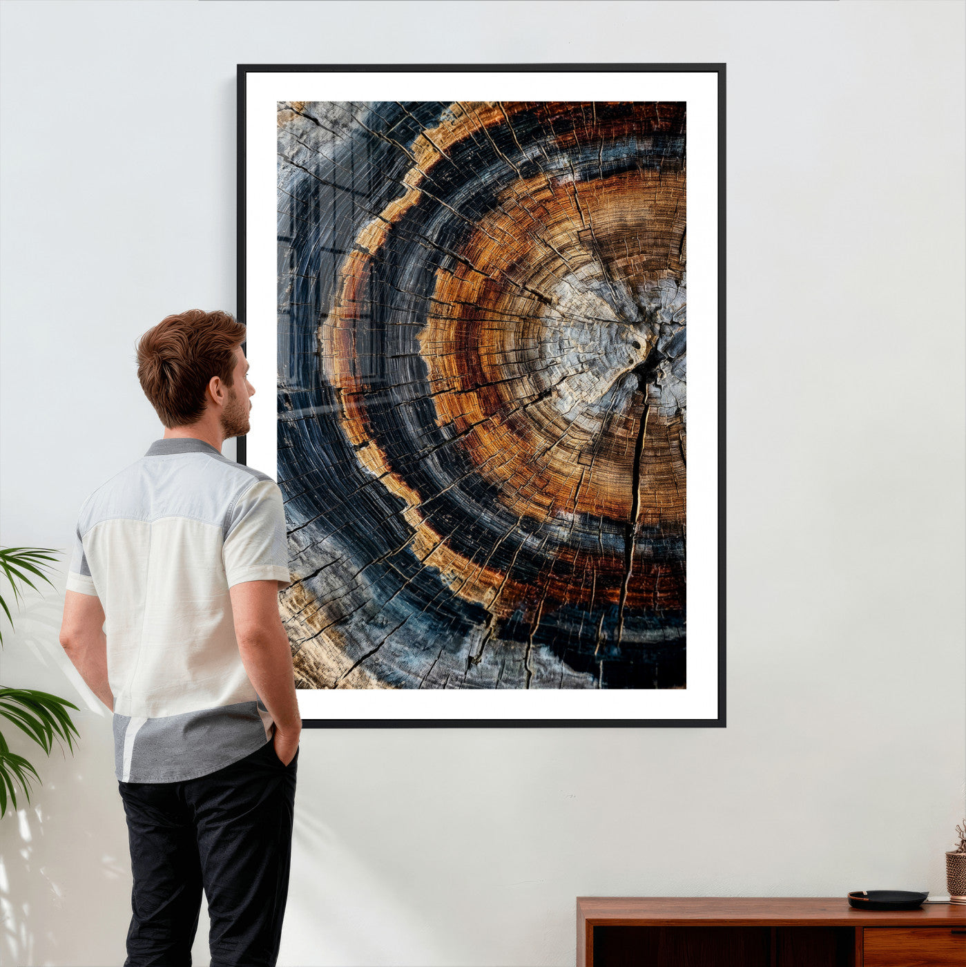 Abstract Wood Grain Canvas Print, Tree Ring Pattern Wall