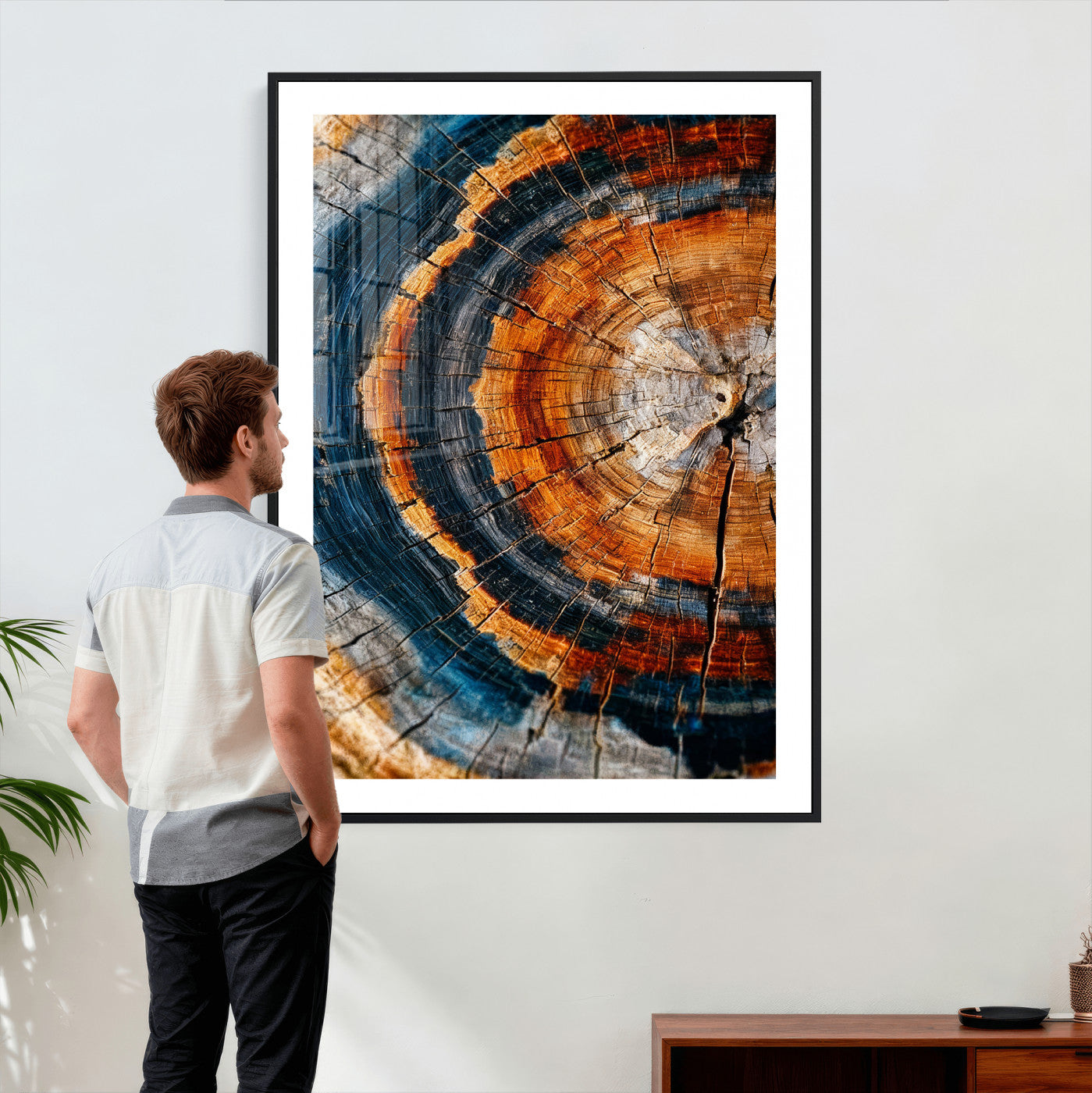 Abstract Wood Grain Canvas Print, Tree Ring Pattern Wall