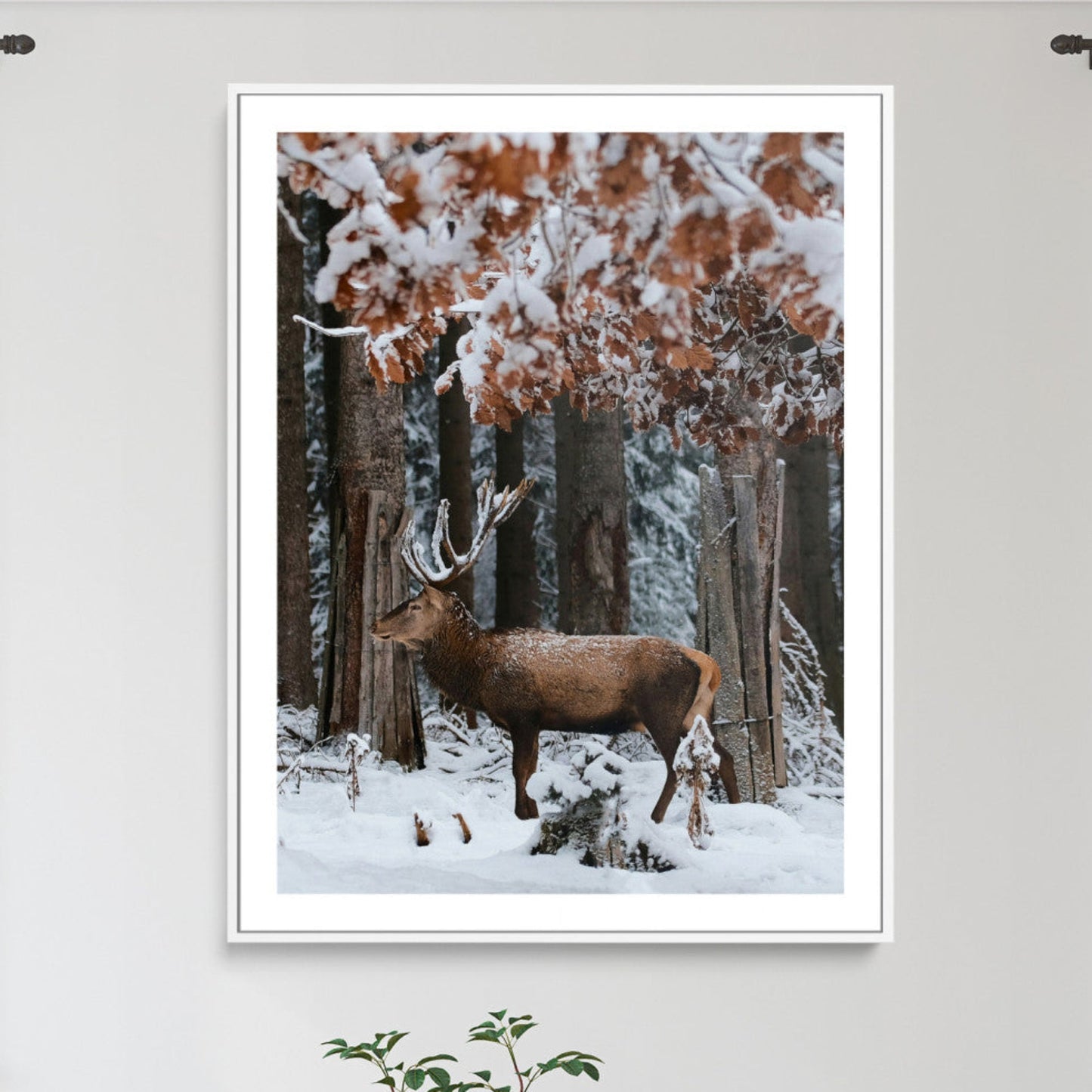 Winter Deer Landscape Wall Art Canvas Print – Serene Snowy