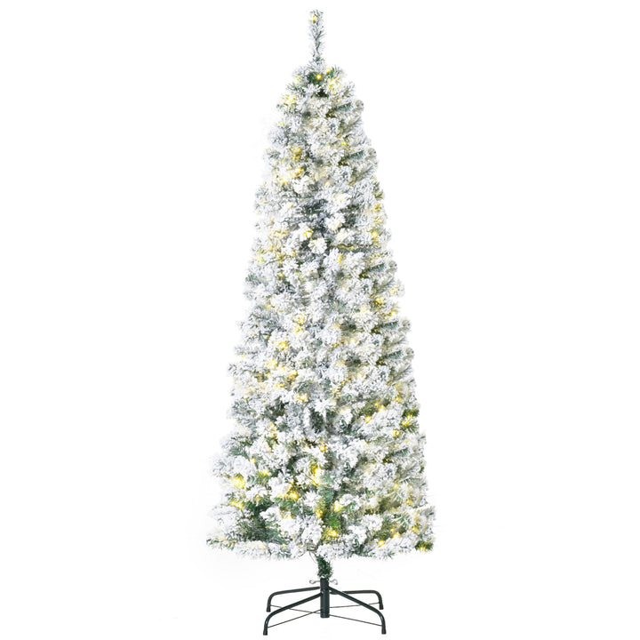 HOMCOM 6ft Pre-Lit Snow-Flocked Slim Douglas Fir Christmas Tree, artificial Christmas tree for festive holiday home decor from Cedar & Spice Gifts