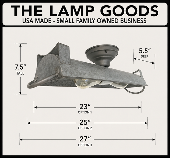 GALVANIZED DOME Ceiling Light Fixture (3 sizes)