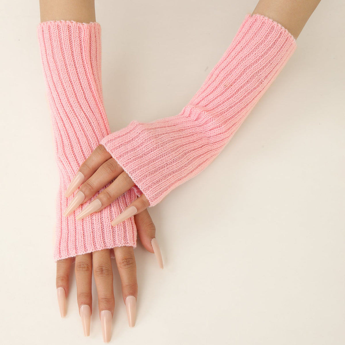 30cm Hot Styles Daily Winter Arm Warmers Go Party Long Sleeve Fingerless Mittens Half Finger Acrylic Gloves Mittens Knit Crochet