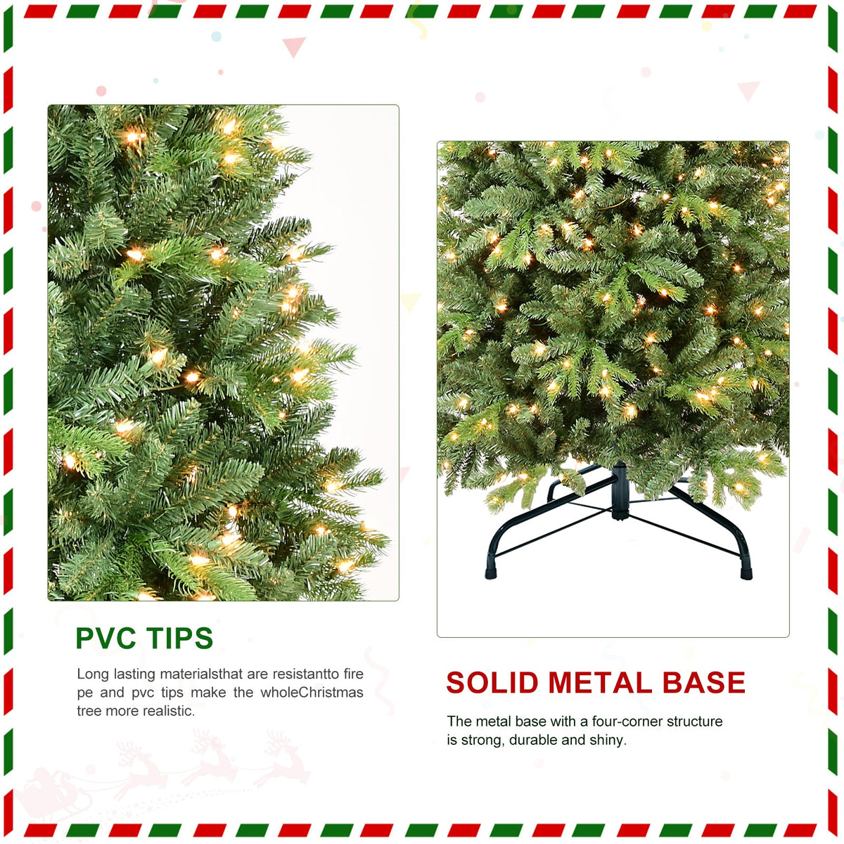 7.5FT Christmas Tree with 1599 Tips and 450 Warm Lights