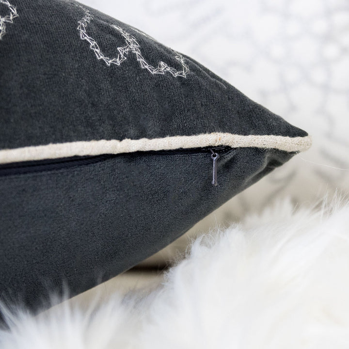 Gray Velvet Holiday Throw Pillow 20x20, festive winter home accent