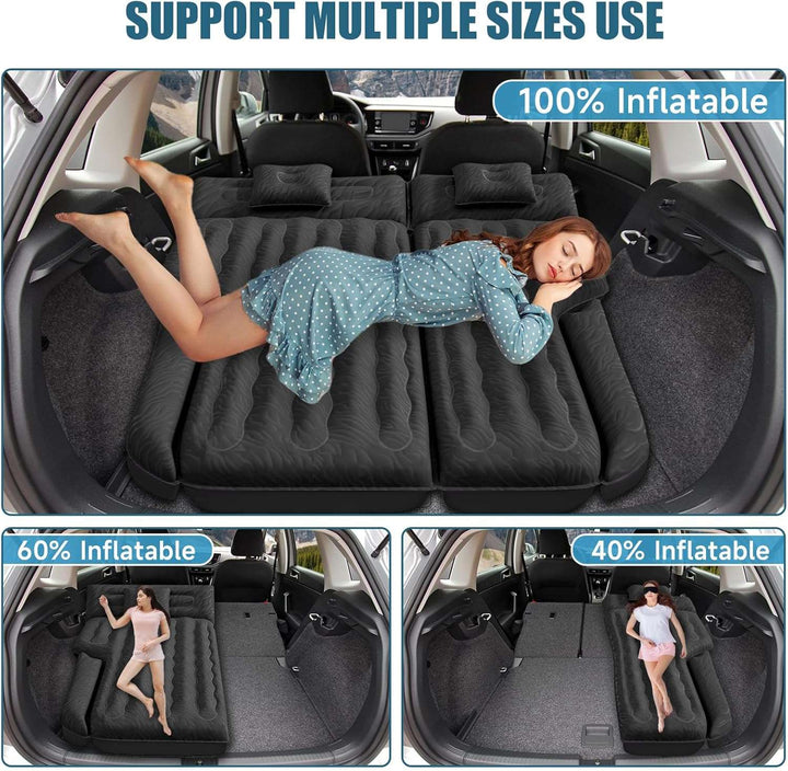 DikaSun 63in Extended SUV Mattress — Quick Inflate, Includes Pump & 2 Pillows,Black