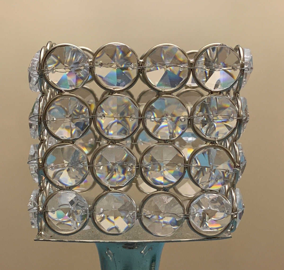 Vibhsa Hurricane Crystal Candle Holder | Square, 10", Tealight Centerpiece