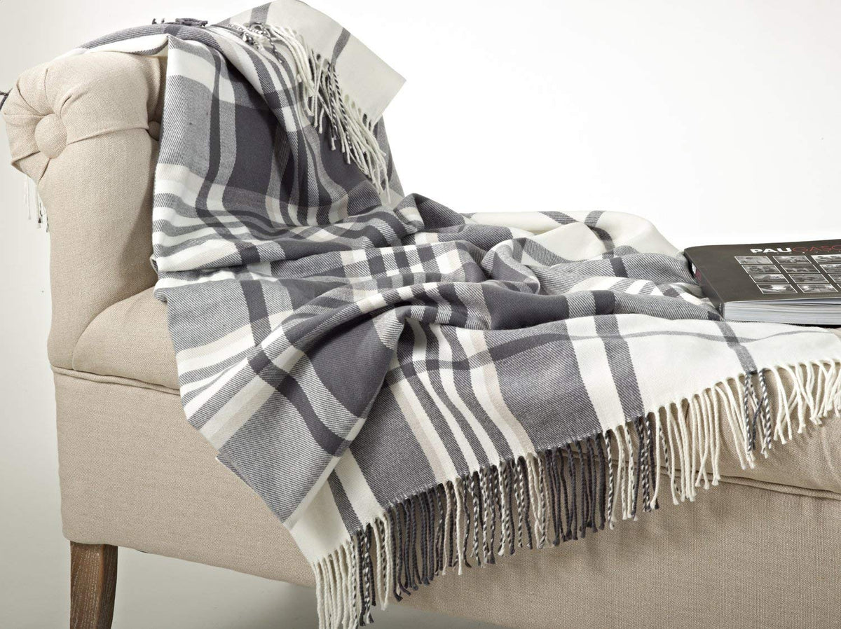 Tasseled Plaid Design Throw Blanket 50 x 60 Inch — textured throw for couch chair bedroom and home decor