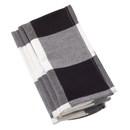 Holiday Black Buffalo Check Plaid Cotton Cloth Napkins 20"x20", Set of 4 — table setting accent for dining and special occasions seasonal decorating choice