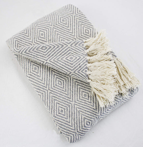 Sevan Collection Soft 100% Cotton Diamond Weave Throw Blanket, 50" W x 60" L