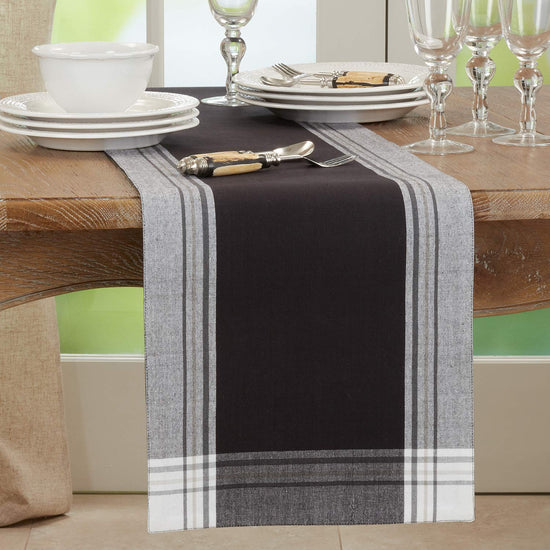 Contemporary Stripe Border Design 100% Cotton Table Placemats 13" W x 19" L, Set of 4 — dining room accent for seasonal table styling seasonal decorating choice